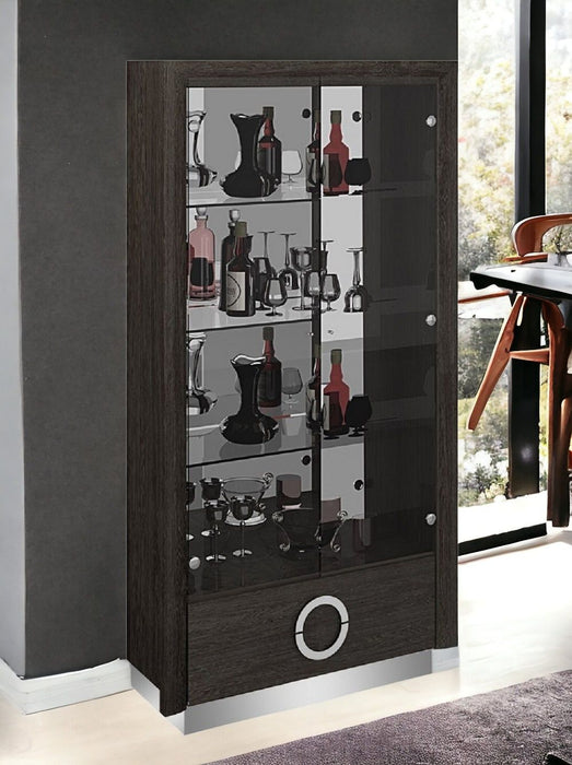 Accent Cabinet With One Drawer - Silver And Gray