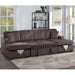 Convertible Sectional, Storage Chaises, Pull Out Middle Section - Chocolate Home Essentials