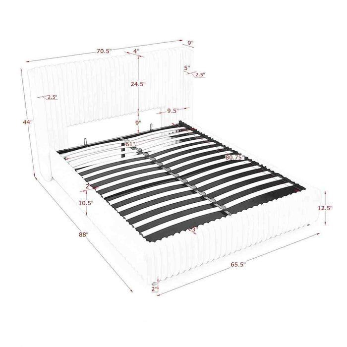 Functional Vertical Striped Bed With Gas Lift Storage Home Essentials