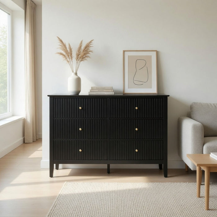 Modern 6 Drawer Fluted Dresser Home Essentials