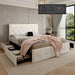 Upholstered Bed Frame With LED Lights, 4 Storage Drawers, Charging Station Home Essentials