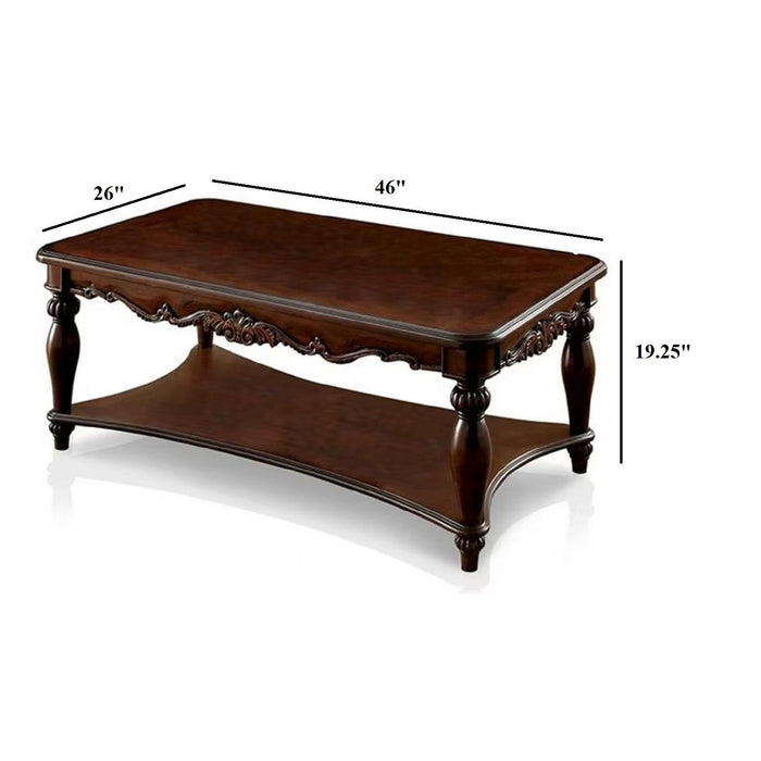 3 Piece Coffee Table With Open Shelf - Cherry Home Essentials
