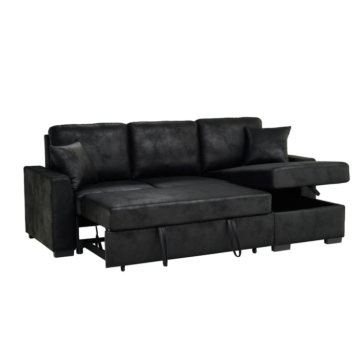 Upholstered Sectional With Pull-Out Bed And Chaise Storage Home Essentials