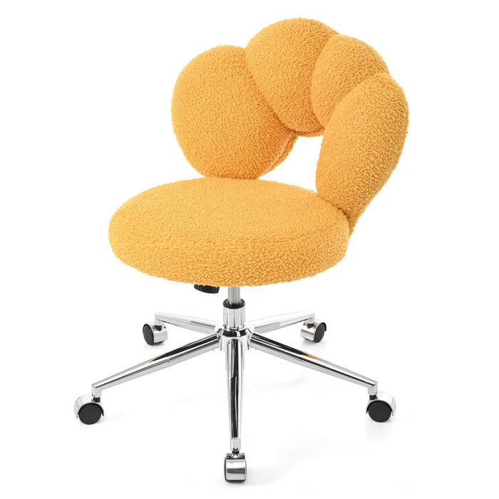360°Swivel Height Adjustable, Swivel Chair, Teddy Fabric, Home Office Chair - Yellow