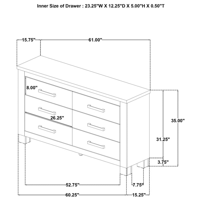 Sansome - 6 Drawer Bedroom Dresser With Pulls - Oak Furniture Max