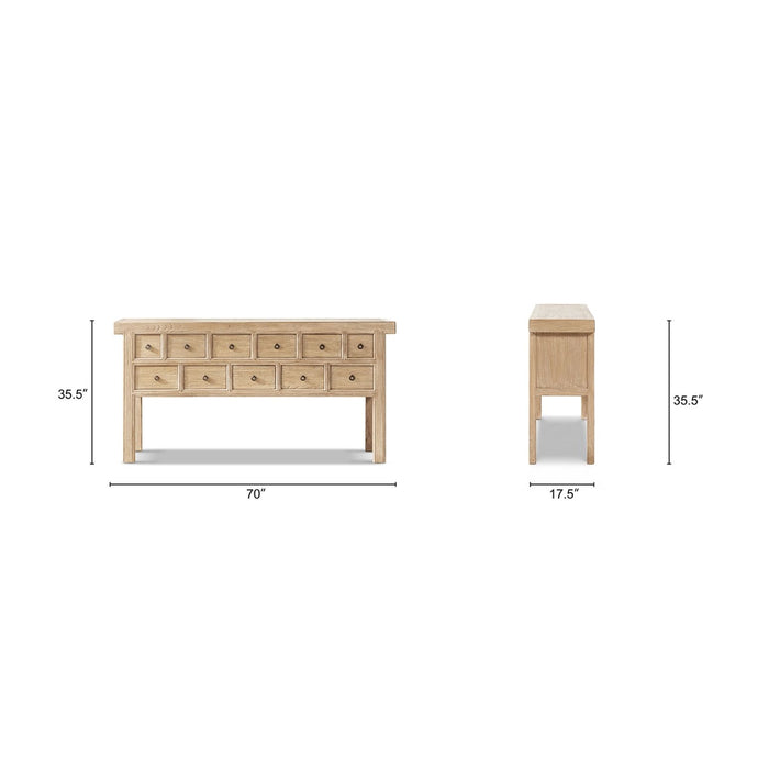 Bellamy Heritage - 11 Drawer Table With Open Base - Brown Jennifer Taylor Home