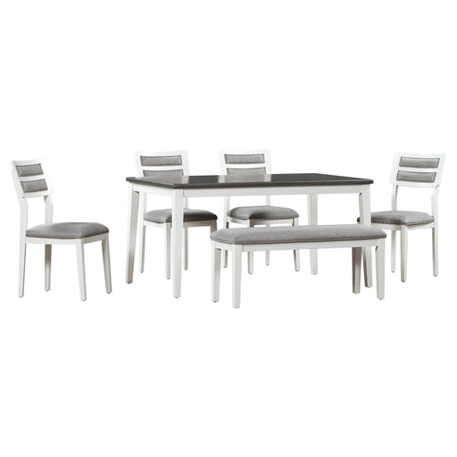 6 Piece Dining Set, Upholstered Chairs And Bench Hearth and Haven