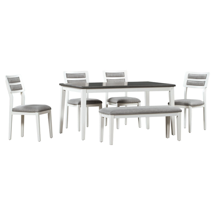 6 Piece Dining Set, Upholstered Chairs And Bench Hearth and Haven