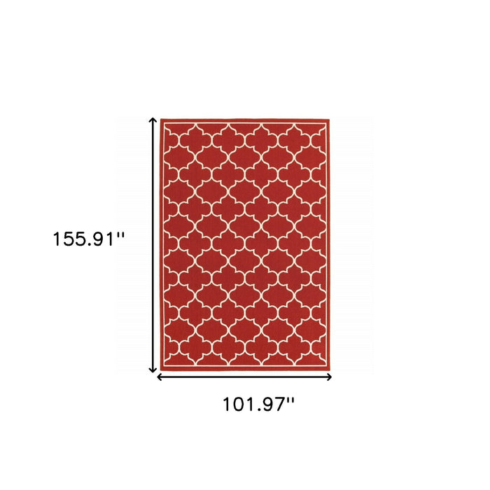 Indoor / Outdoor Area Rug - Red / Ivory