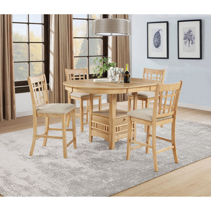 Davis - 5 Piece Oval Counter Height Dining Set With Expandable Table - Light Oak Furniture Max