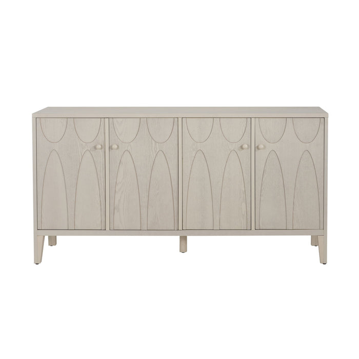Wood Sideboard With Adjustable Shelves And Storage Cabinet - White Washed Noble House