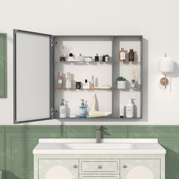 Medicine Cabinet, Wall Mounted Bathroom Mirror With Storage, Adjustable Shelves - Black Brown Home Essentials