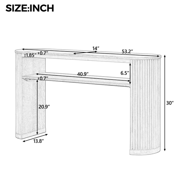 Console Table With Fluted Legs, Open Shelf Hearth and Haven