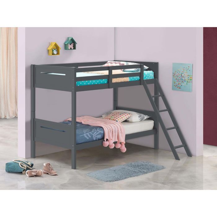Bunk Bed With Built In Ladder, Safety Guardrails And Angled Access Step Furniture Max