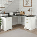 Fluted L-Shaped Desk With Charging Station & Storage Cabinet Home Essentials