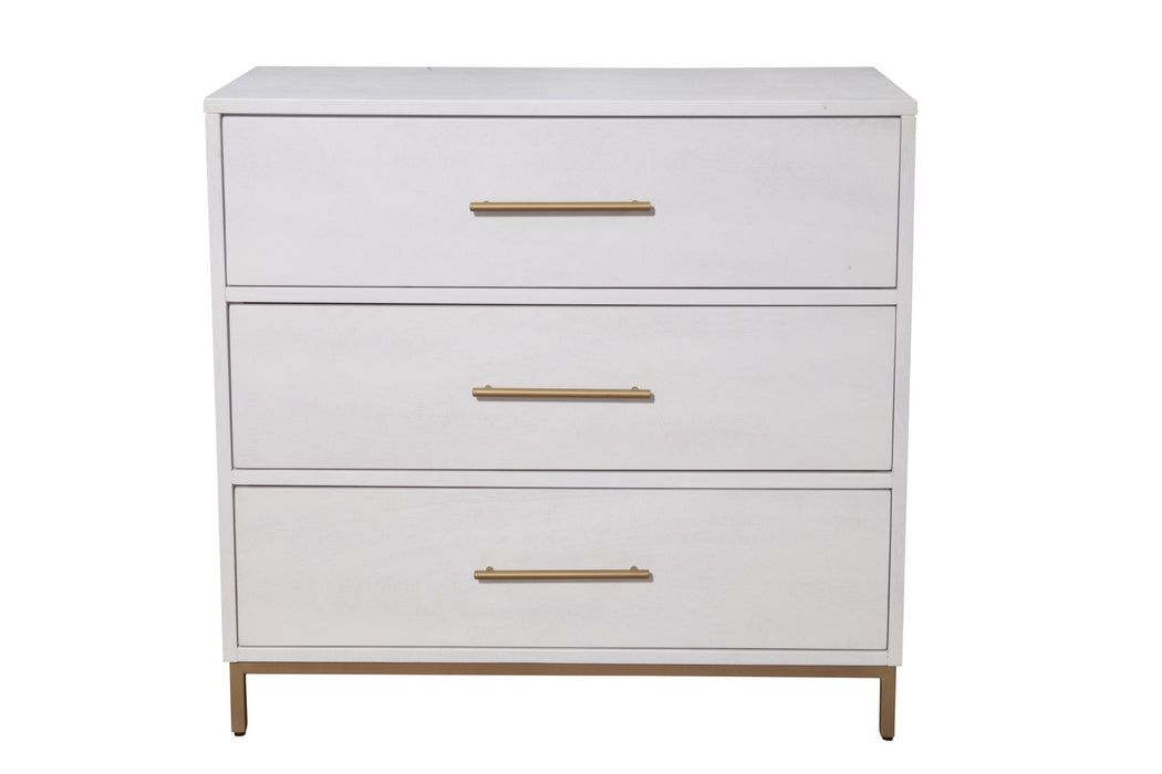 Solid Wood Three Drawer Chest - White