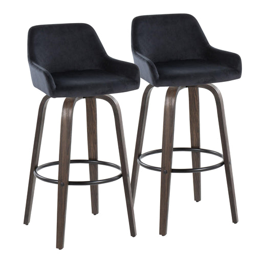 Daniella - Contemporary Fixed Height, Barstool With Swivel With Round Footrest (Set of 2) Lumi Source