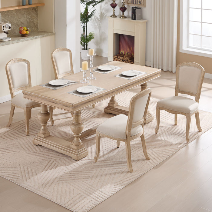 Dining Chairs Upholstered With Fan Shaped Back (Set of 2) - Beige Home Essentials