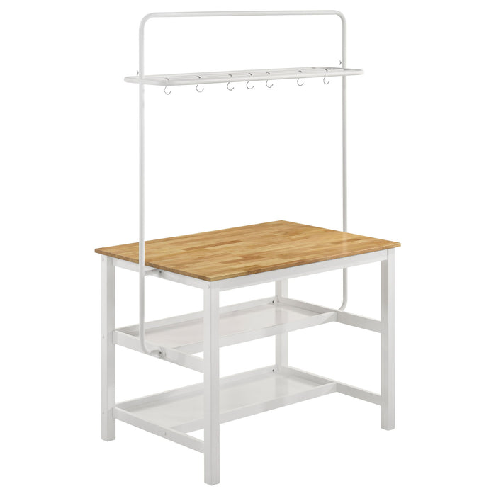 Cowichan - Kitchen Island Counter Table With Pot Rack - White Furniture Max