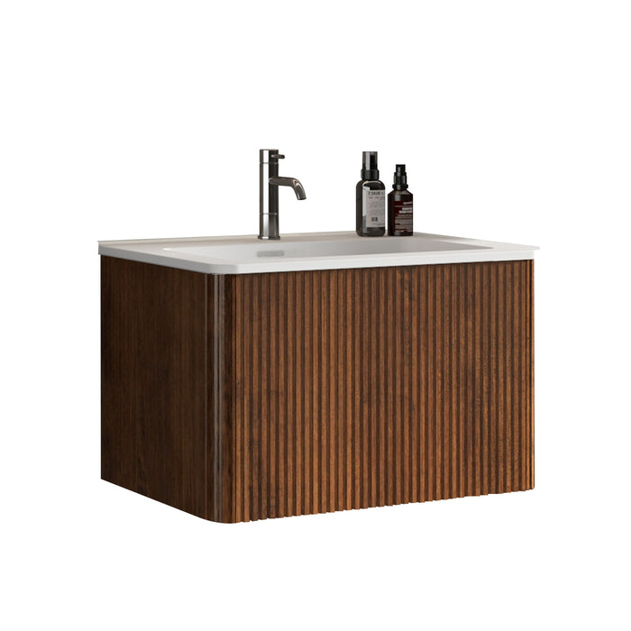 Etna - Striped Bathroom Vanity With Ceramic Sink, Wall Mounted Floating Bathroom Vanity For Modern Bathroom Home Essentials