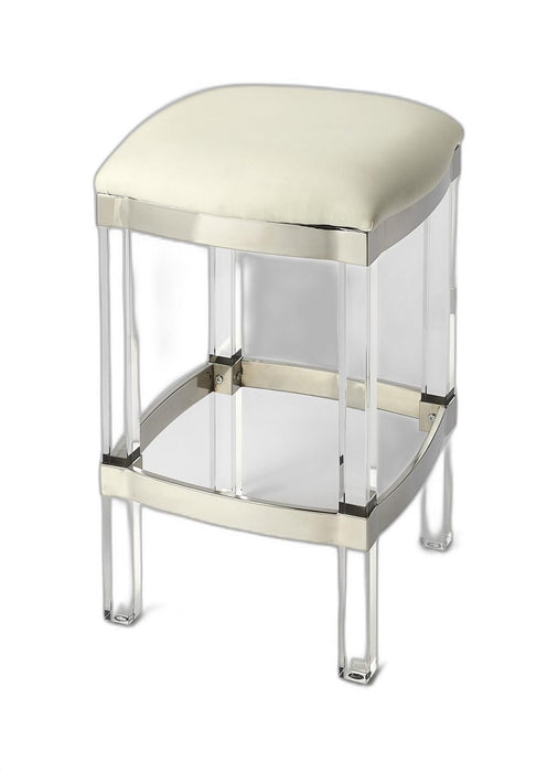 Backless Counter Height Bar Chair - White / Clear