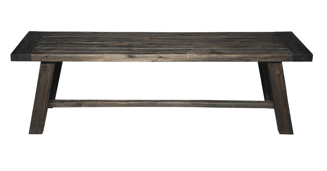 Distressed Wood Dining Bench - Gray / Dark Brown