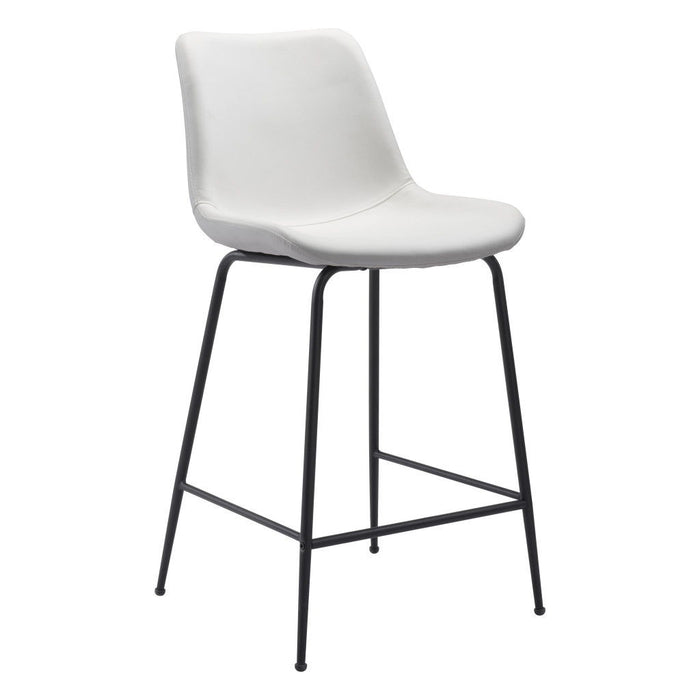 Steel Low Back Counter Height Bar Chair - White And Black