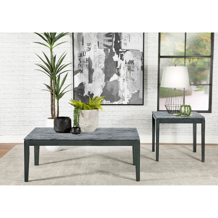 Tryon - Marble 2 Piece Coffee And End Table Set - Gray Furniture Max