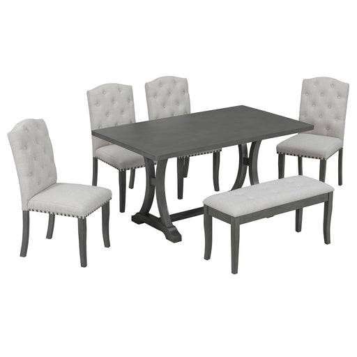 Dining Table Set With 4 Upholstered Chairs And Bench Hearth and Haven