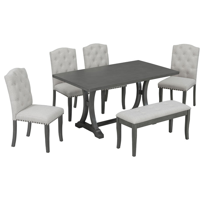 Dining Table Set With 4 Upholstered Chairs And Bench Hearth and Haven