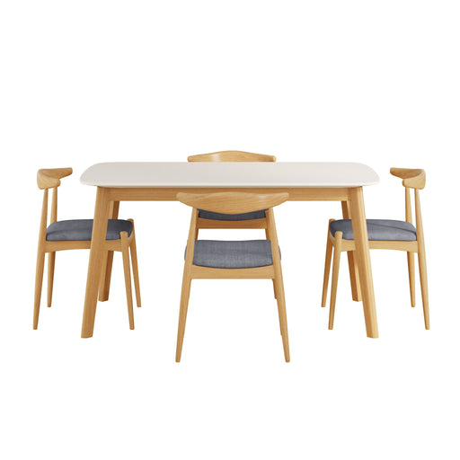 5 Piece Dining Set With Upholstered Chairs Noble House