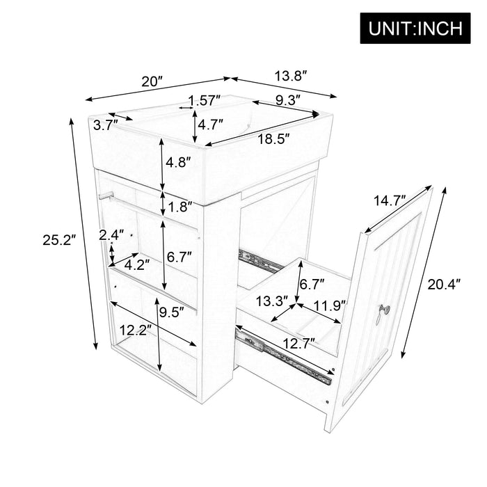 Modern Bathroom Vanity With Sink, Storage Cabinet, Drawer & Side Shelf Hearth and Haven