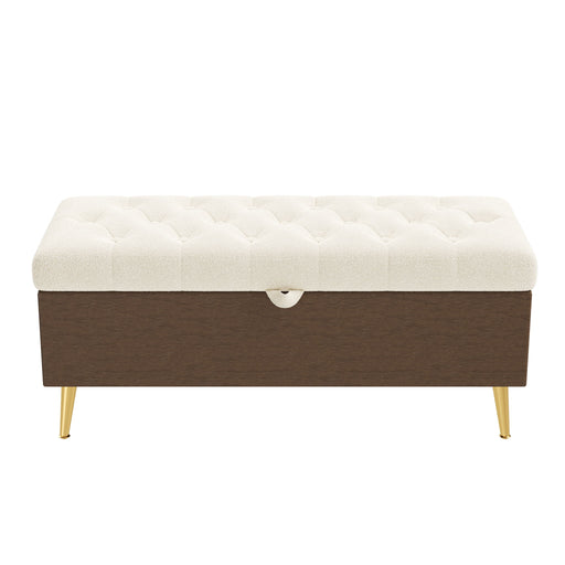 Modern Tufted Storage Ottoman Bench With Metal Legs Hearth and Haven