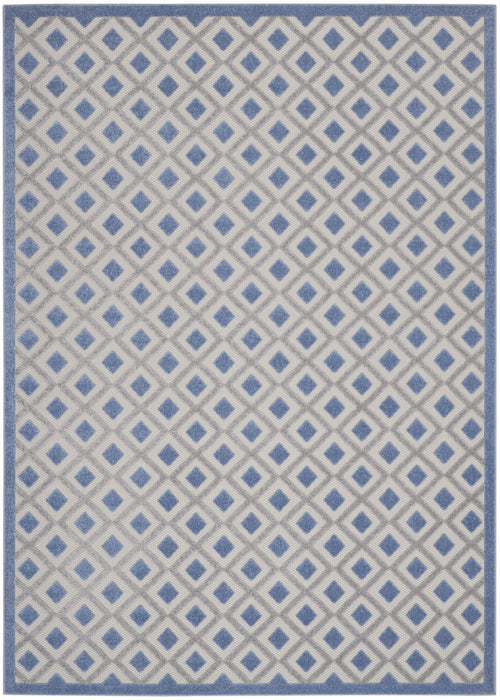 9' X 12' Gingham Non Skid Indoor / Outdoor Area Rug - Blue / Gray