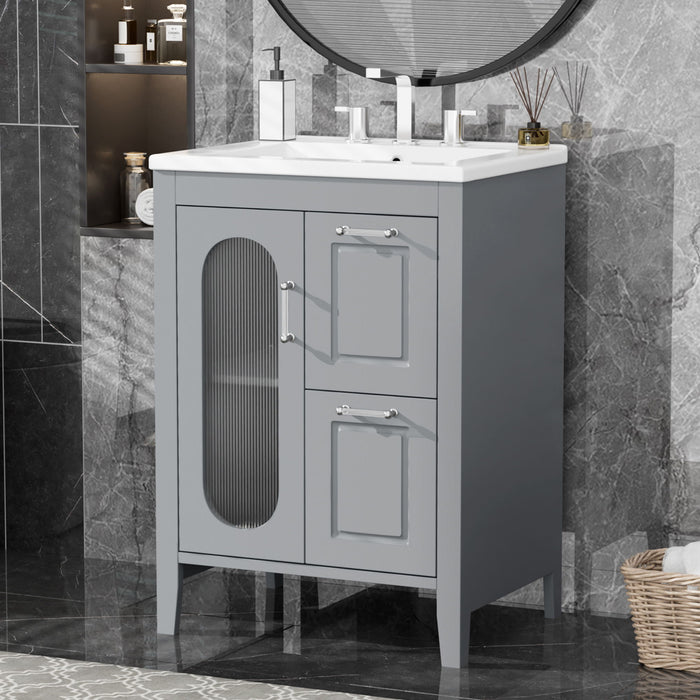 Modern Bathroom Vanity With Sink, Cabinet With 2 Drawers And Door, Adjustable Shelf Hearth and Haven