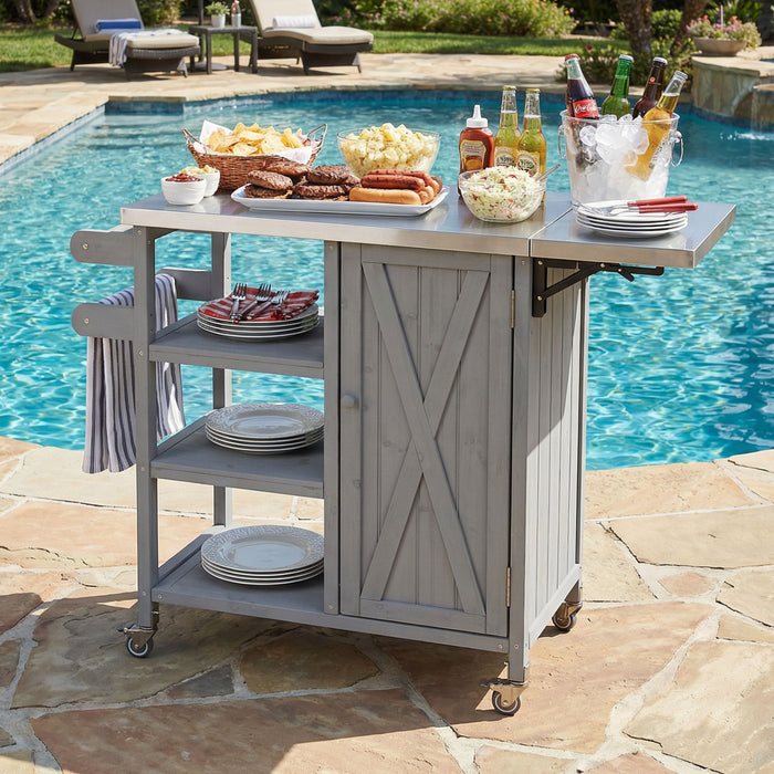 Foldable Outdoor Kitchen Island With Storage Cabinet Hearth and Haven