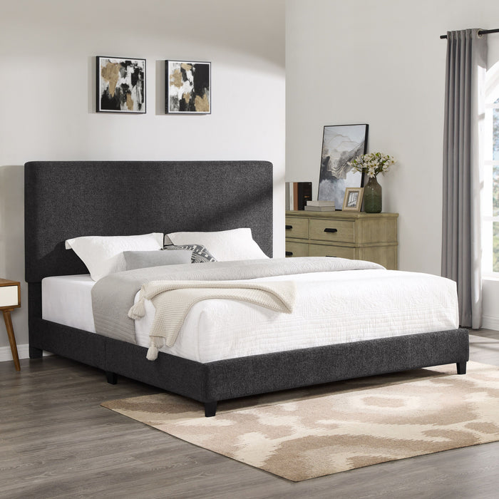 Bridgevine Home King Size Charcoal Gray Upholstered Platform Bed