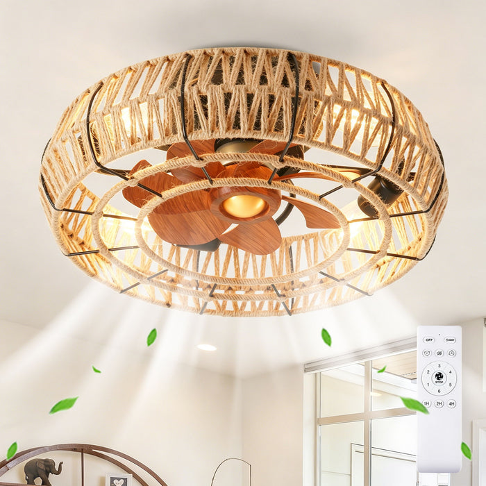 Flush Mount Ceiling Fan With Light Kit (Not Included Bulbs), Remote Control - Matte Black Daily Nest