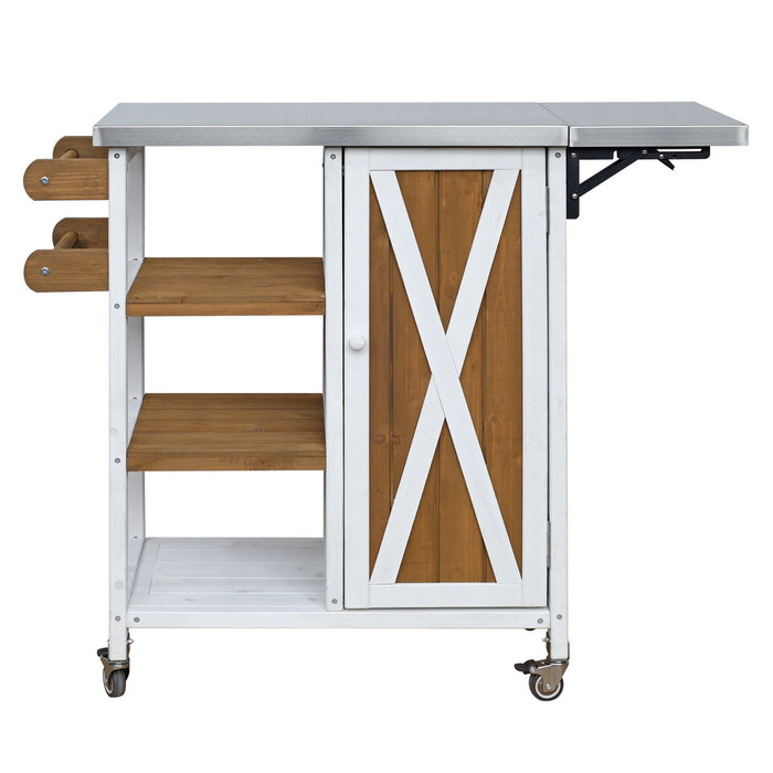 Foldable Outdoor Kitchen Island With Storage Cabinet Hearth and Haven