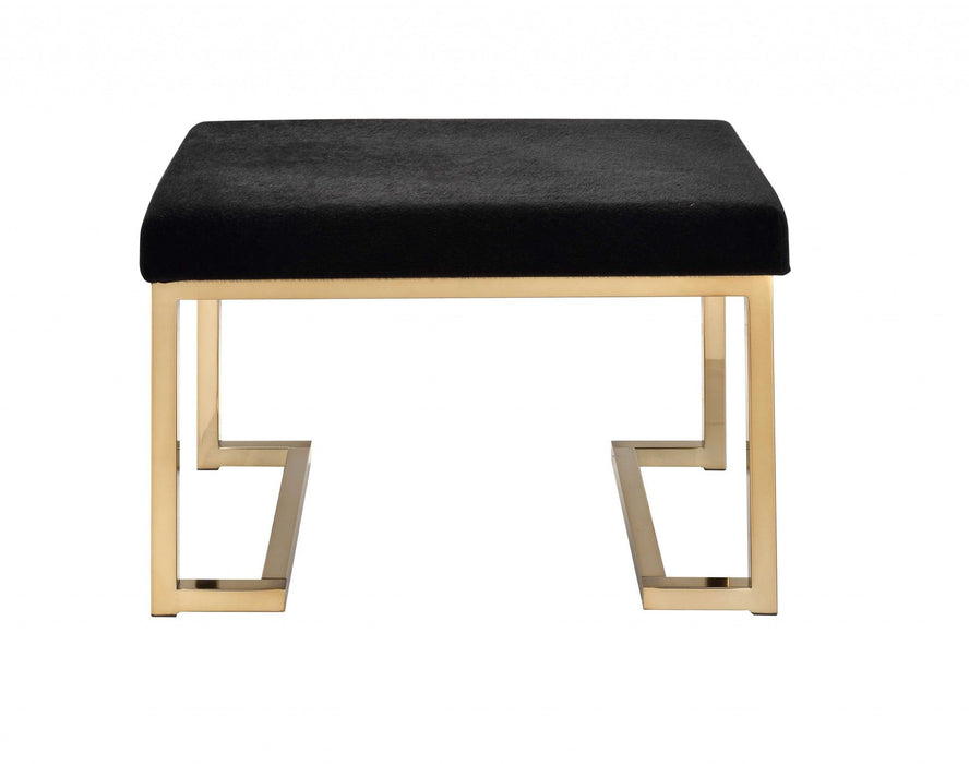 Cotton Blend Ottoman - Black / Gold