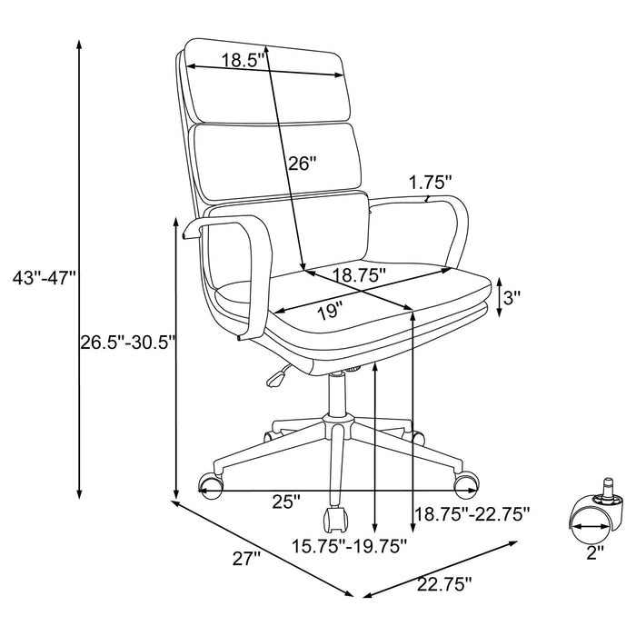 Molly - Upholstered Adjustable High Back Office Chair With Base - White Furniture Max