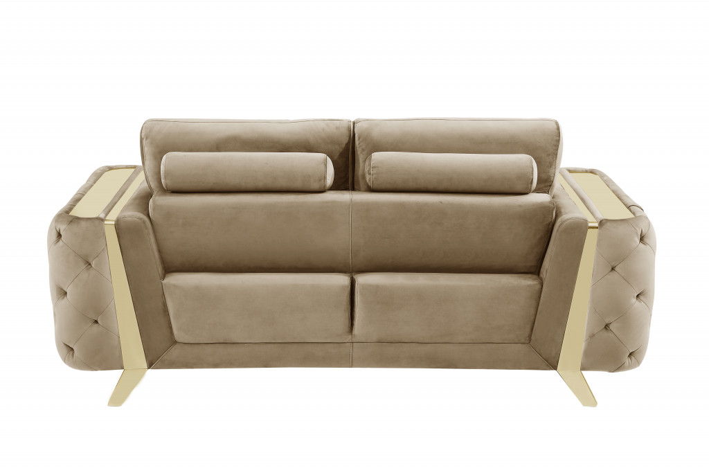 Sofa With Silver Legs - Beige