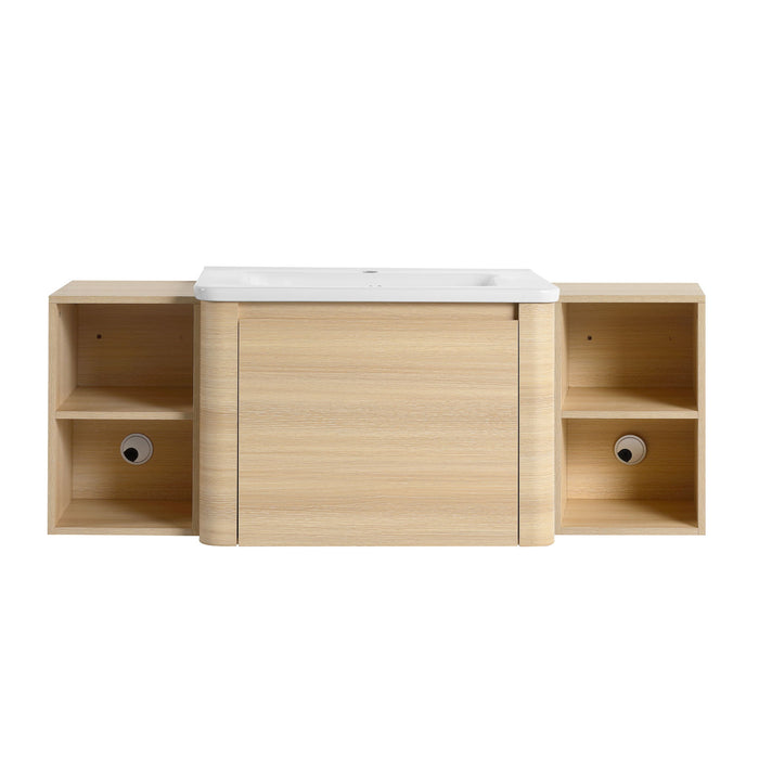 Wall Mounted Bathroom Vanity With Sink, Storage Shelves & Soft Close Door Home Essentials