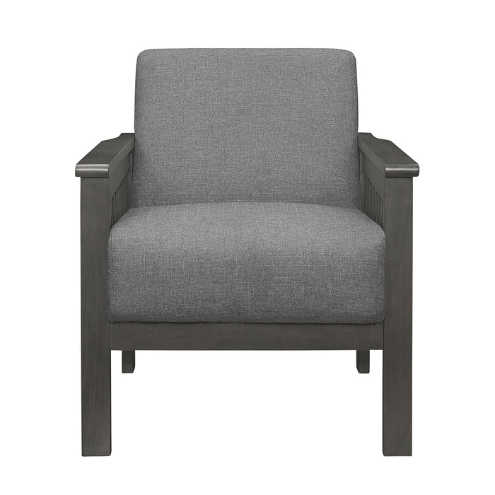 Gray Accent Chair 1 Piece Solid Wood Mission Arm Cushion Back Classic Living Room Furniture Antique Gray Wooden