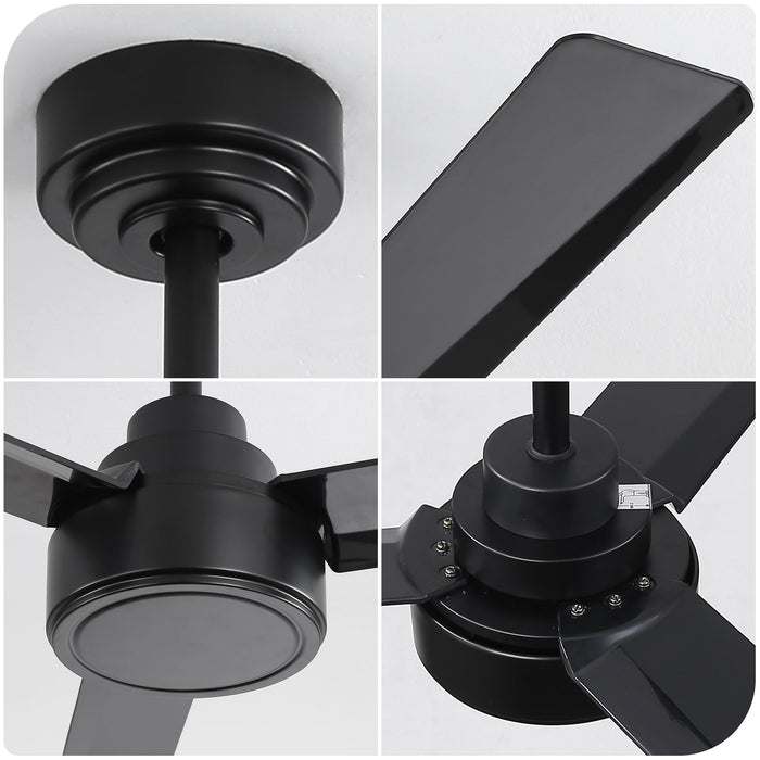 52" Ceiling Fan With Remote Control, 6 Speed Reversible DC Motor, 3 Blades Daily Nest