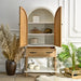 Arched Flower Carved Door Accent Sideboard Cabinet With 1 Drawer And Shelf, Cabinet For Kitchen - Natural / White Home Essentials