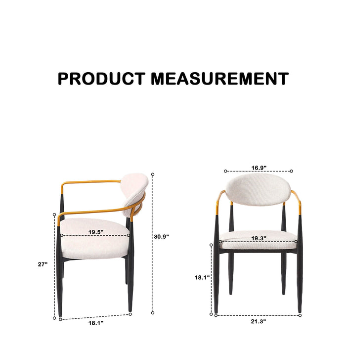 Modern Upholstered Dining Chair With Accented Armrests (Set of 2) Home Essentials