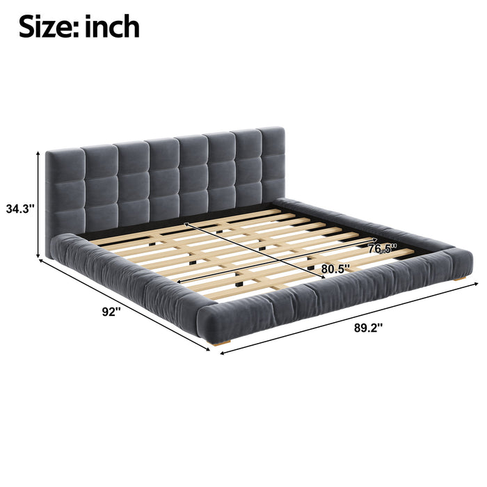 Upholstered Platform Bed Frame With Tufted Headboard Dreamland