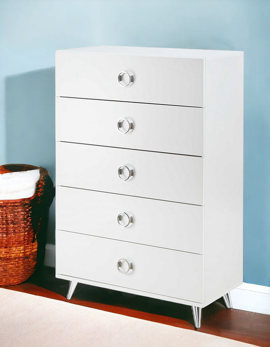 Five Drawer, Standard Chest - White