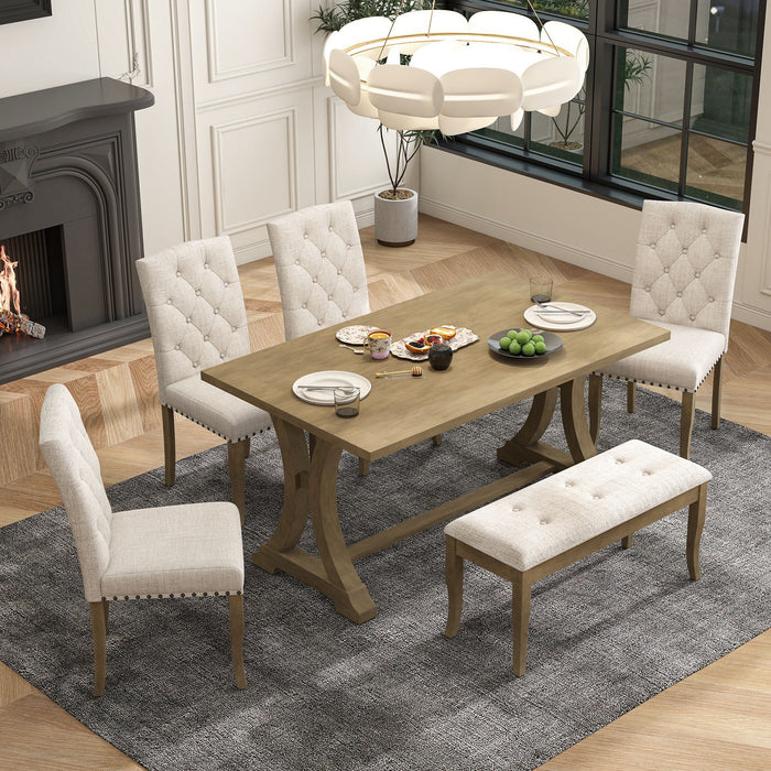Dining Table Set With 4 Upholstered Chairs And Bench Hearth and Haven